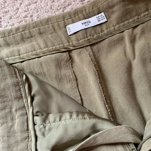 Mango MNG Suit Folded Waist Trousers, US Size XXS, Olive Green - Picture 4 of 4